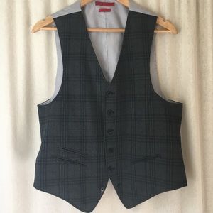 Gray and Black Plaid Suit Vest
